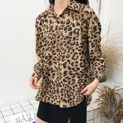 

Fashion Women Leopard Blouse Long Sleeve Retro Shirt Ladies Top Shirt Streetwear blusas femininas elegante Plus Size