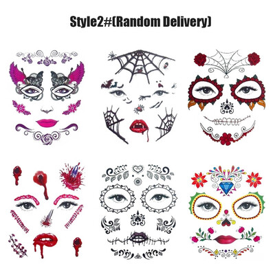 

6pcsset Horror Face Eye Temporary Tattoo Stickers for Haunted House Halloween Party Masquerade Prank Makeup Decorations Props