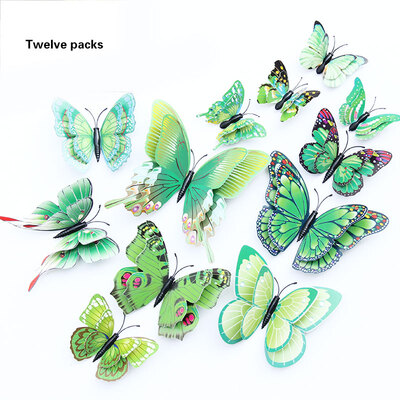 

12pcs Multicolor Double Layer Butterfly 3D Wall Sticker Magnet PVC Butterflies Party Kids Bedroom Fridge Home Decoration