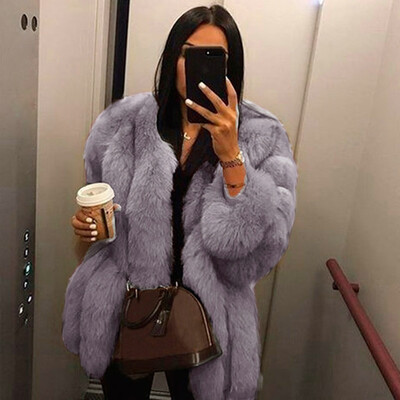 

Toponeto Women Plus Size Short Faux Coat Warm Furry Jacket Long Sleeve Outerwear