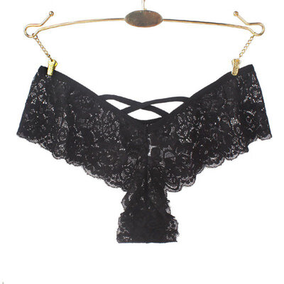 

Sexy Lace Panties Women Hollow Ruffles Solid Color Breathable Hips Low Waist Briefs