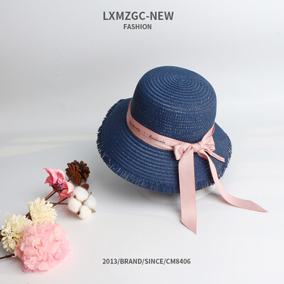 

Summer 2019 New Childrens Hat Korean Letter with Butterfly-knot Straw Hat Outdoor Sunshade Sunhat