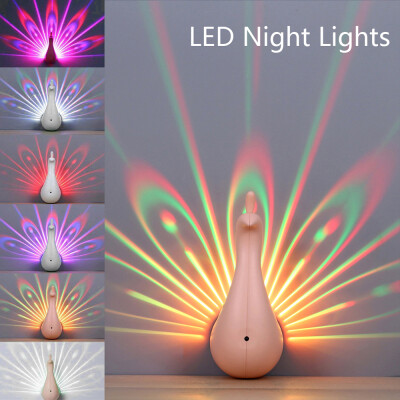 

LED Wall Light Peacock Projection Lamp Remote Control Home Decro Romantic Atmosphere Colorful Corridors Background Night Light