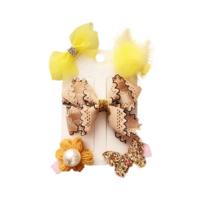 

1 Set 5PCS Girls Headwear Flowers Hair Clips Cartoon Hairpins Kids Children Animal Bow Barrettes Hair Accessories Headwear