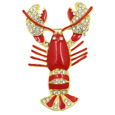 

Fashion Crayfish Alloy Plating Brooch - Red Retro Insect Brooch Women Crystal Animal Broches