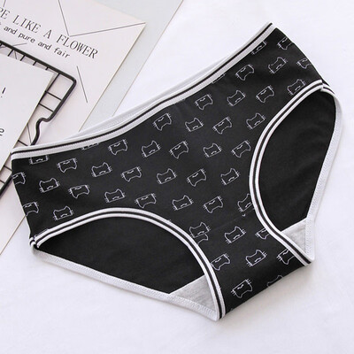

WJ New Casual Lady Women Soft Multicolored Cotton Cartoon Cat Panties Underwear Knickers Cotton Briefs Underwear F6