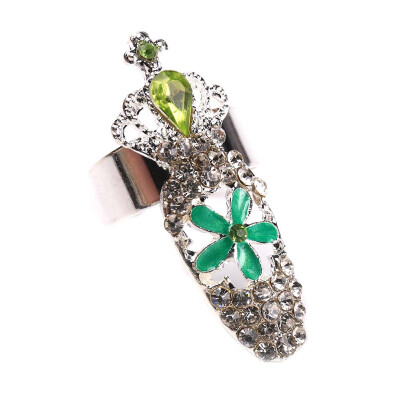 

Women Elegant Bowknot Nail Ring Charm Crown Flower Crystal Finger Nail Rings Hot Items