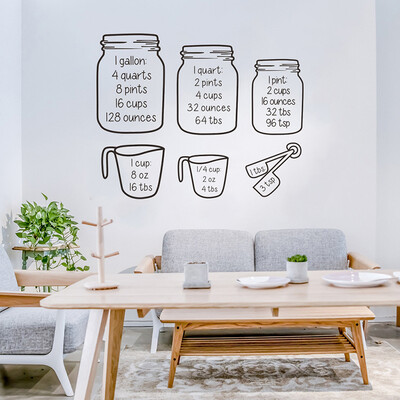 

Personality Cup Kitchen PVC removable wall sticker Measuring Cups Conversion Baking Vinyl Wall Art Decal Sticker