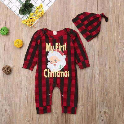 

2PCS Baby Girls Boys Santa Claus Christmas HatRomper Jumpsuit Clothes Outfit