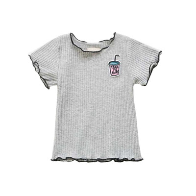 

Summer New Kids Baby Girls Newborn Candy Color Embroidered Short Sleeve T-shirt Tops Children Clothes