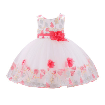 

Children Formal Clothes Kids Fluffy Dress Girls Clothes For Wedding Party Birthday Costume Print Sleeveless Lace Girl Dress