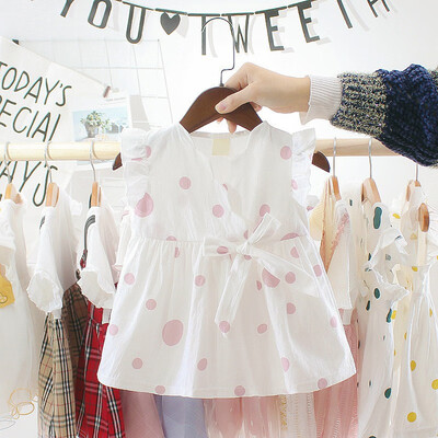 

Summer Baby Girls Casual Dot Pattern Flare Sleeve Dress Cotton Kids Toddler Sundress