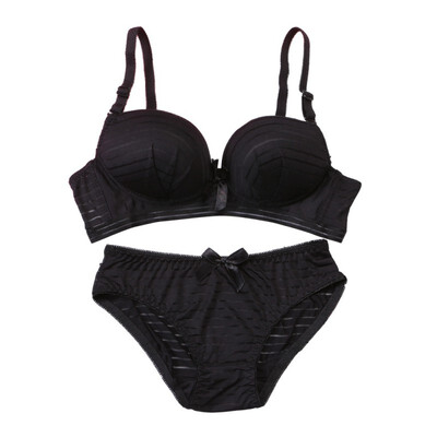 

1 Set Women Sexy Lingerie Romantic Bra Push Up Underwear Solid Bow Female Buckle Bra Panties Set