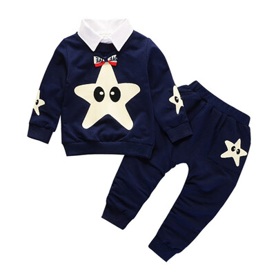 

Autumn Children Long Sleeve Clothes Set Baby Boy Girl Cartoon Star Pattern Long Sleeve Two Piece Fashion Children Set