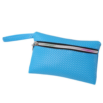 

Women Simple Grid Pattern Embossed Faux Leather Wristlet Clutch Bag Phone Holder