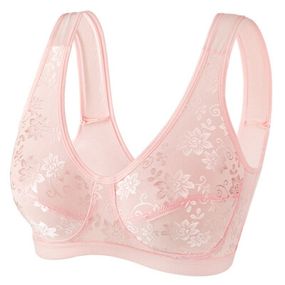 

Middle-aged Mother Comfortable Sleep Bra With Fertilizer And Increased Vest Bra Front Buckle Cotton Bra