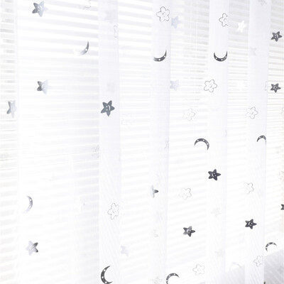 

Smile Faces Stars Moon Printing Sheer Curtain Room Valances Window Curtain Panel Divider for Bedroom Panel Door Sheer