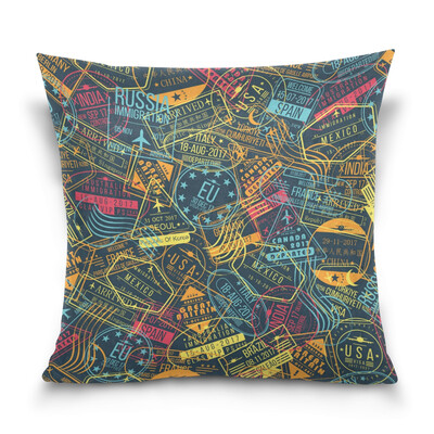 

ALAZA Throw Pillow Cover 16 X 16 inch Cushion Cover with Stamp Pattern Printed Pillowcase