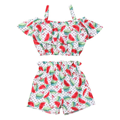 

Newborn Infant Baby Girl Clothes Spaghetti Strap Sleeveless Short Set Watermelon Print Comfy Sisters Girls Clothing