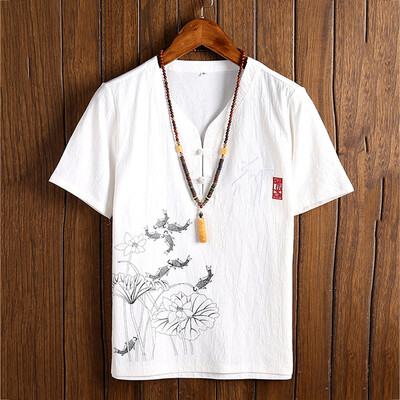 

Toponeto Fashion Mens Autumn Winter Button Casual Linen&Cotton Short Sleeve Blouse