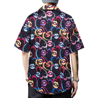 

Tailored Mens 3D New Summer Stripe Printed Short-Sleeved Shirt Fashion Blouse Top