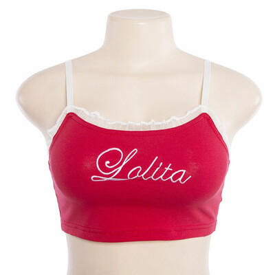 

Sexy lace Cotton tank top women Slim Soft camisole Red Fashion Embroidery Ruffles Tank Tops beach Leisure vacation Bikini