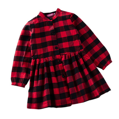 

Autumn Children Girl Casual Plaid Pattern Tutu Dress Toddler Long Sleeve Cotton Dress Kid Clothes Causal