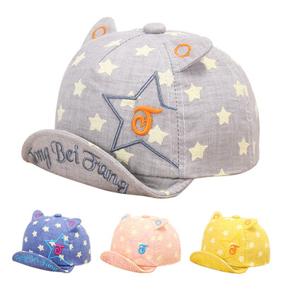 

Cute Newborn Baby Hats Baby Boys Girls Peak Hat Kids Star Print Baseball Cap Sunhat Infant Visors Hats