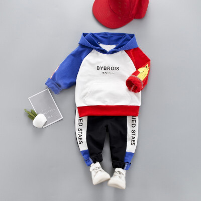 

2PcsSet Autumn Children Baby Boys Casual Long Sleeve Mixed Color Hoodie Sweatshirt TopsPants Costume Set