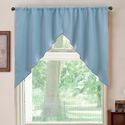 

Gobestart Elegant Sheer Organza Kitchen Rod Pocket Window Curtain Treatment Set