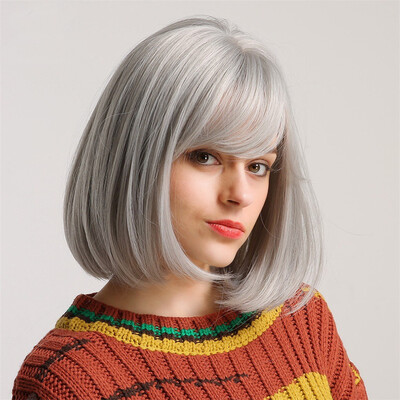 

Tailored A Synthetic Hair Wig Can Be Rolled And Blown Into A Silver-gray Bob Wig
