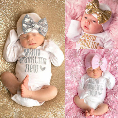 

Xmas Sequins Newborn Baby Girls Bodysuit Romper Jumpsuit Hat Outfit Clothes Set