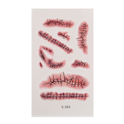 

Halloween Zombie Scars Tattoos With Fake Scab Bloody Costume Makeup Halloween Decoration Terror Wound Scary Blood Injury Sticker