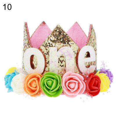 

Baby Boy Girl Glitter Number Flower Crown Headband Birthday Party Photo Headwear