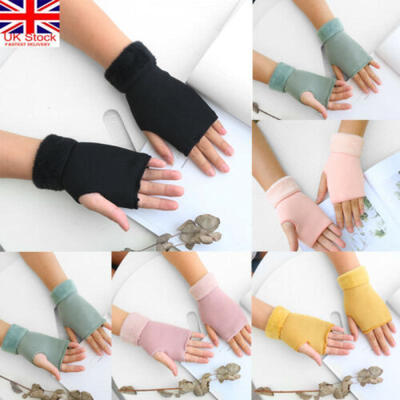 

Women Winter Half FingerFingerless Gloves Wrist Arm Hand Warmer Knitted Mittens