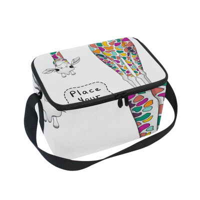 

ALAZA Lunch Box Insulated Lunch Bag Large Cooler Colorful Giraffe Tote Bag