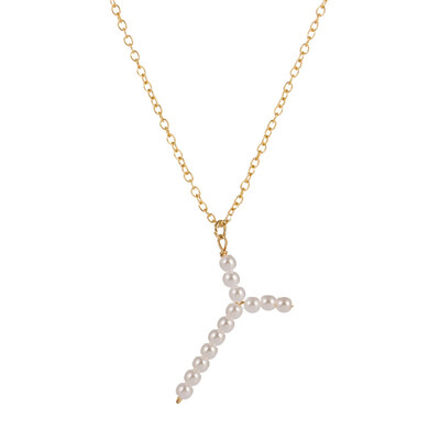 

New Fashion A-Z 26 Letter Necklace Alphabet Pendant Jewelry Statement Elegant Pearl Gold Chain Long Necklace