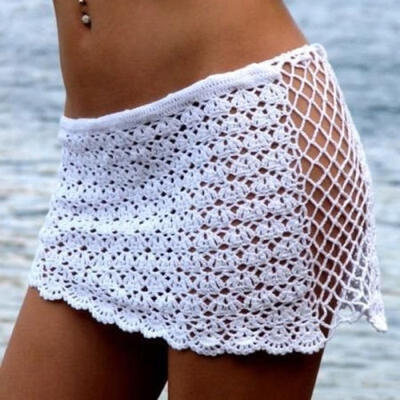 

Fashion Womens Sexy Summer Crochet Sports Shorts Casual Beach Running Lace See Through Slim Mini Skirts