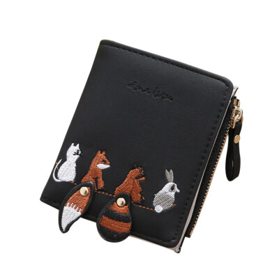 

Appliques Squirrel cartoon zipper folding female purse women wallet student Girl Preppy Style Zipper New Fashion Women Wallets