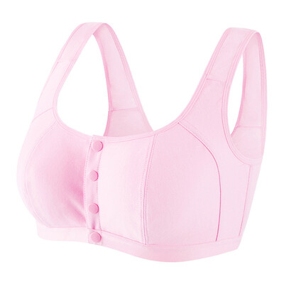 

Plus Size Bras For Women Old Cotton Vest Sleep Bra Mother Without Steel Ring Ultra-thin Underwear Front Four Buckle Anti-light