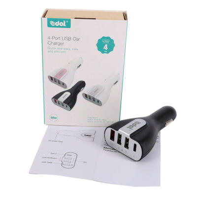 

EDAL ICH-21CQ50 Quick Charge 30 Type-C Car Charger 50W QC30 4Port USB Car Adapter DC 12V 15A Charger For iPhone IOS Android