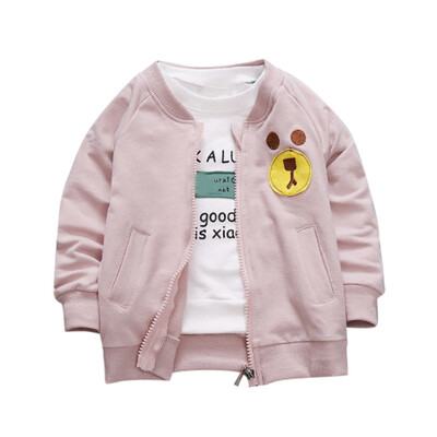 

Autumn Baby Girl Boy Outerwear Cartoon Bear Print Casual Zipper Sweatshirt Kids Outfits Tops