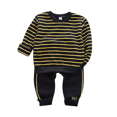 

Autumn Set Baby Boys Long Sleeve Stripe Print Sweatshirt TopsPants Trouser Costume Set