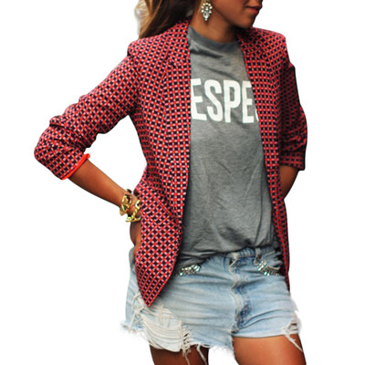 

Womens Jackets Plaid Pattern Suit Coat Office Lady Jacket Women Suit Autumn Long Sleeve Turn-down Collar Female Jackets Coats