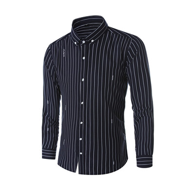 

Tailored Mens New Fashion Business Leisure Long-sleeved Vertical Stripe Printing Shirt