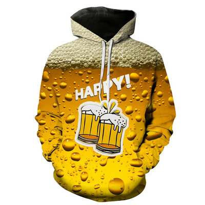 

Toponeto Mens Casual Long Sleeve Beer Festival New Style 3D Printing Hoodies Sweatshirt