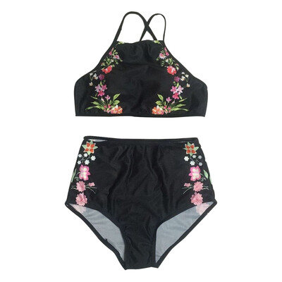 

2019 New Sexy Bikinis Women Swimsuit Print High Waisted Bathing Suits Swim Halter Bandage Push Up Bikini Set Swimwear Pro