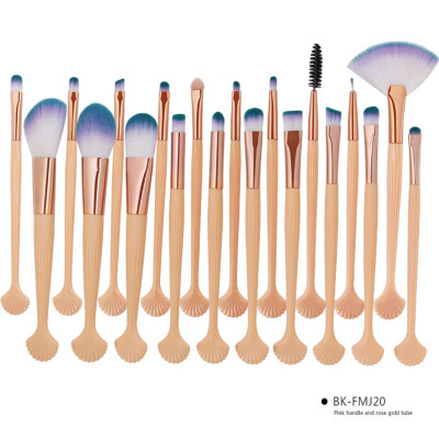 

Professional Shell Makeup Brushes Set 20 Pieces Plastic Handle Nylon Shell Brush Concealer Eyeshadow Blush Face Cosmetics Kit