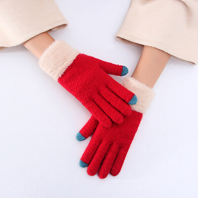 

6 Styles New Fashion Autumn Winter Warm Wool Gloves Thick Knit Gloves Women Full Finger Gloves