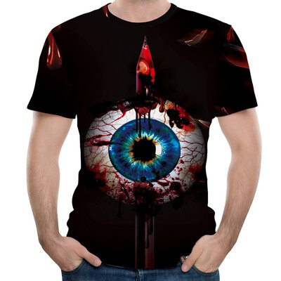 

Toponeto Halloween Men Horror 3D Print O-Neck Short Sleeve T Shirt Tops Blouses